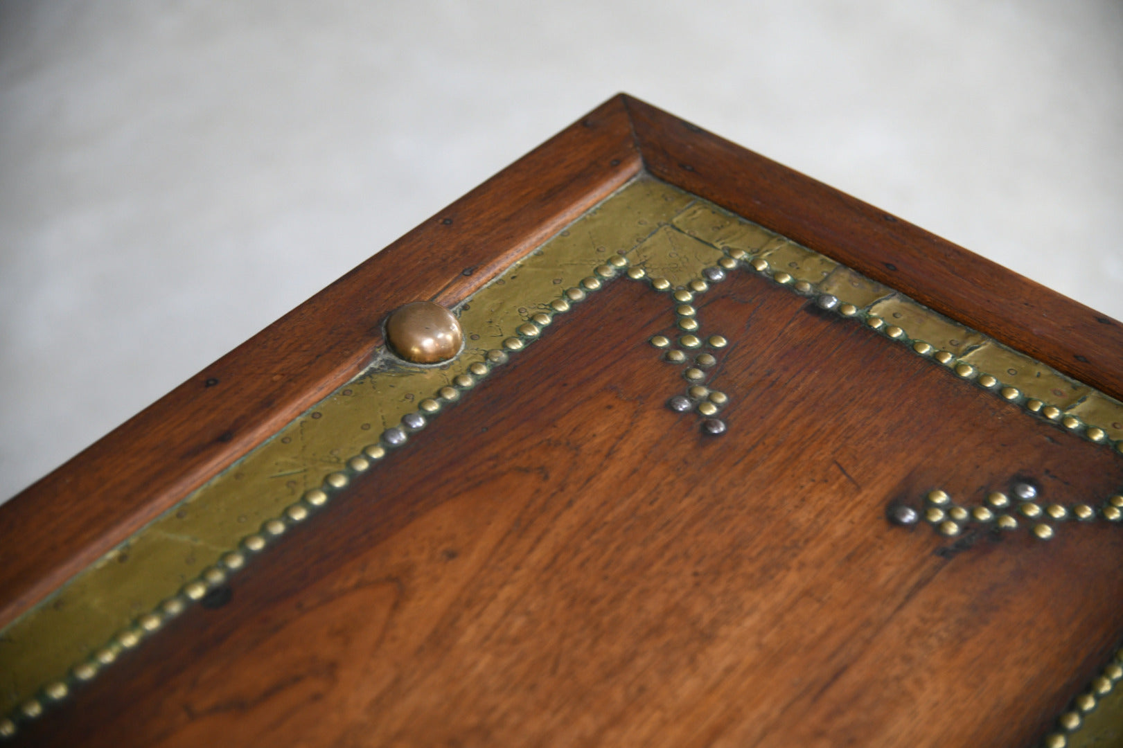 Antique Eastern Teak & Brass Chest