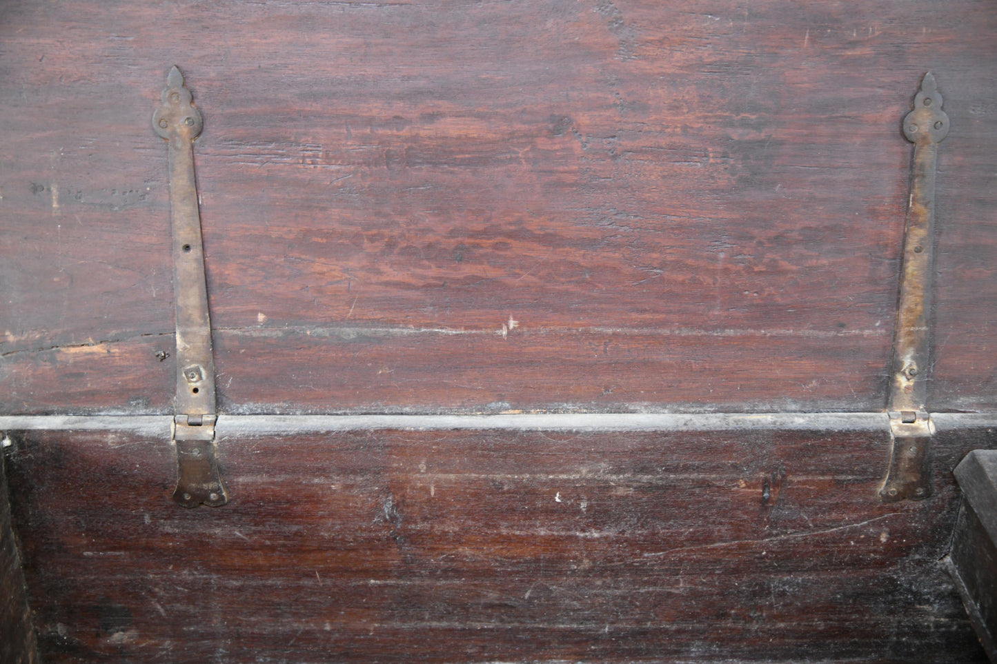 Antique Eastern Teak & Brass Chest