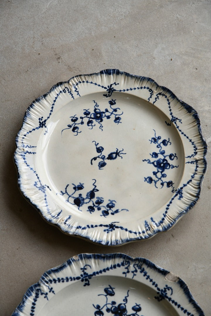 3 Blue Pearlware Plates