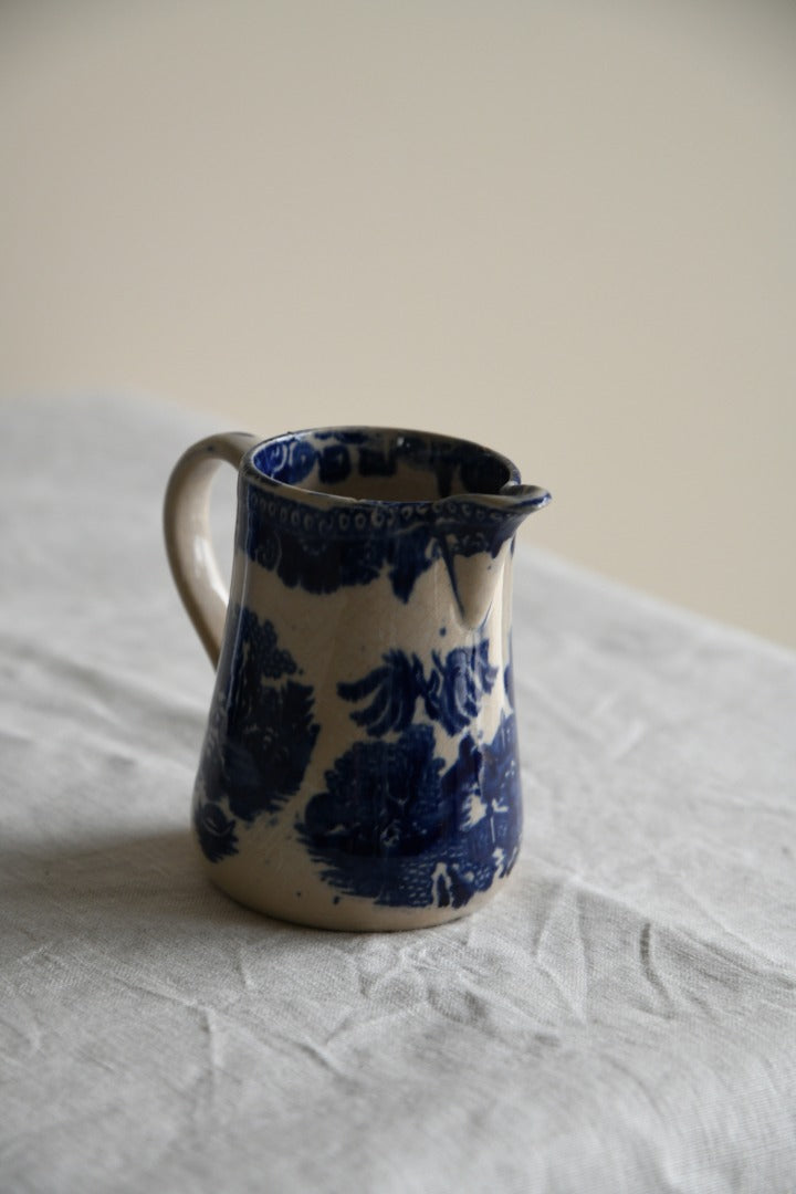 3 Blue and White Willow Jugs