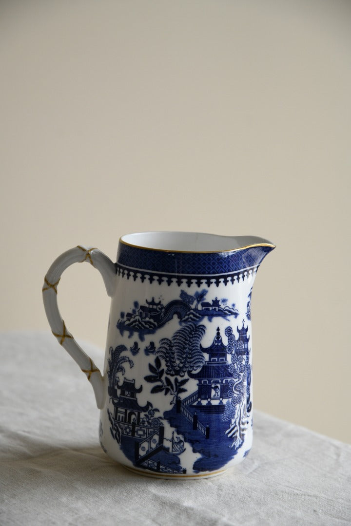 3 Blue and White Willow Jugs