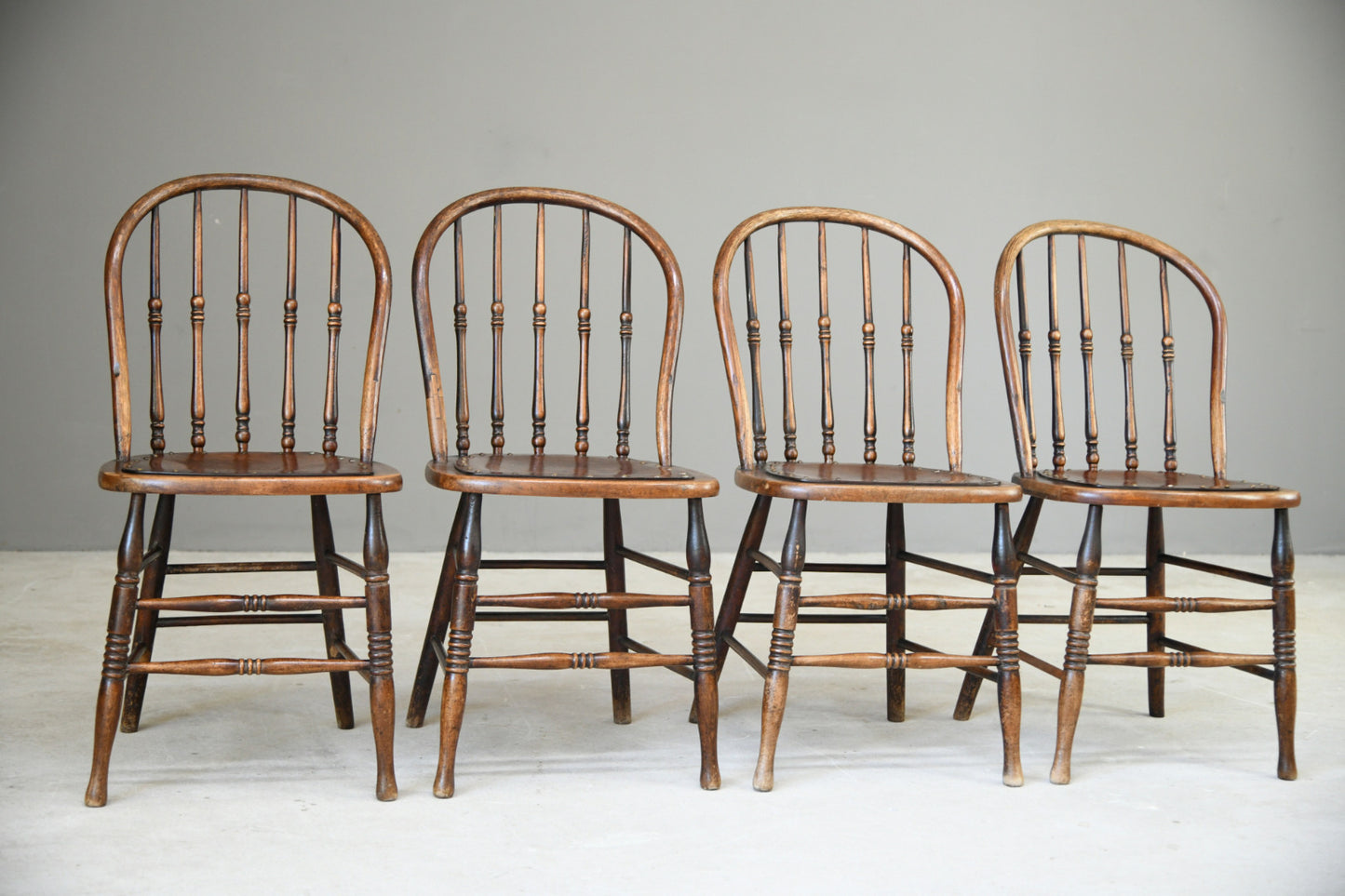 Set 4 Oak Spindle Back Chairs