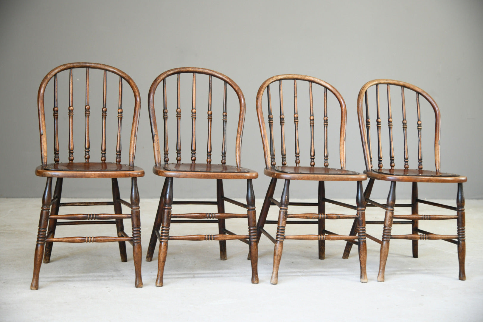 Set 4 Oak Spindle Back Chairs