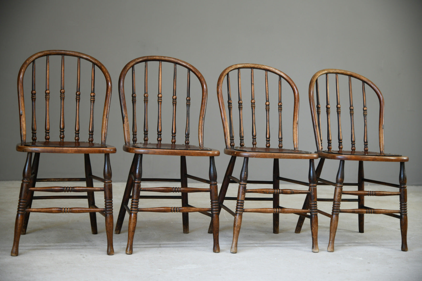 Set 4 Oak Spindle Back Chairs