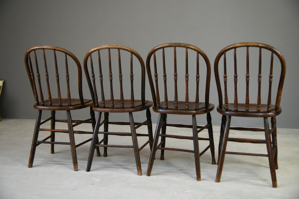 Set 4 Oak Spindle Back Chairs