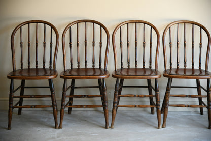 Set 4 Oak Spindle Back Chairs