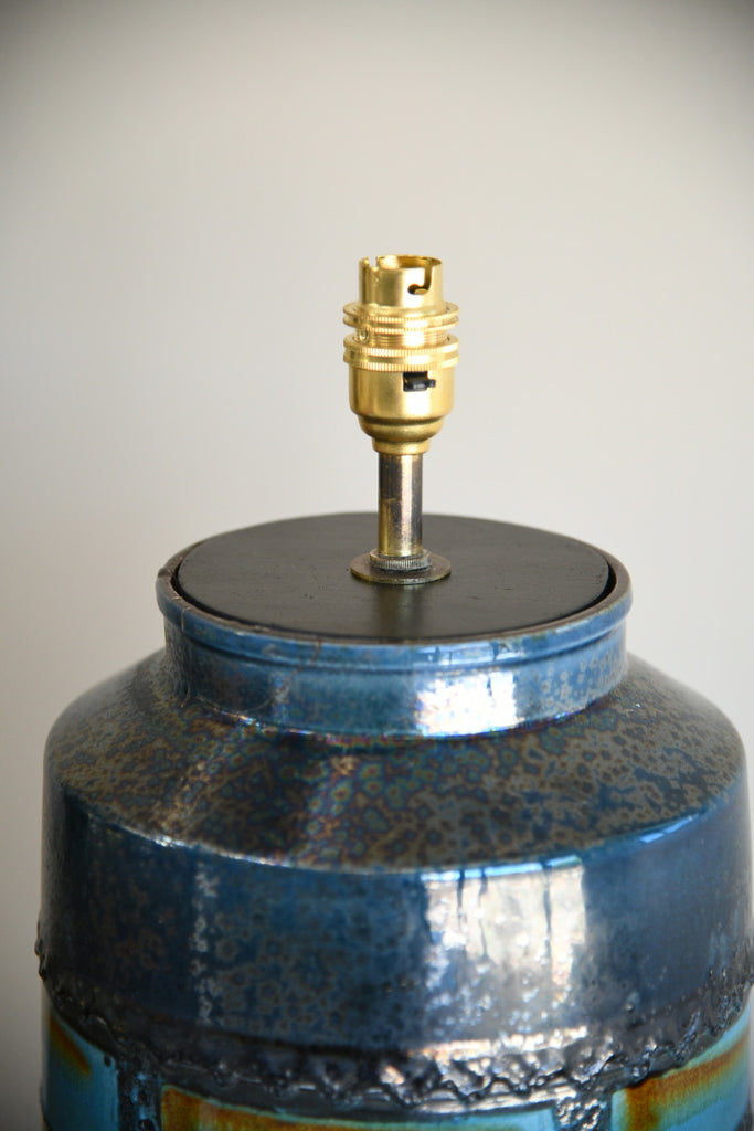 Retro Fat Lava Blue Pottery Table Lamp