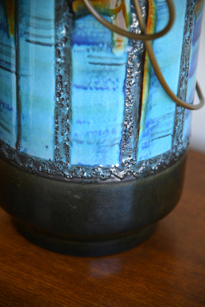 Retro Fat Lava Blue Pottery Table Lamp