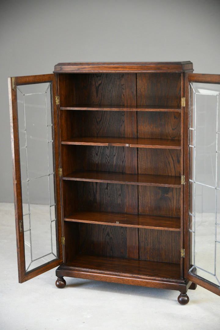 Early 20th Century Oak Lead Glazed Cabinet