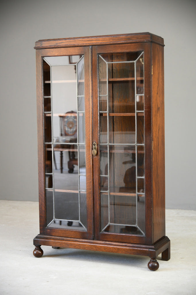 Early 20th Century Oak Lead Glazed Cabinet