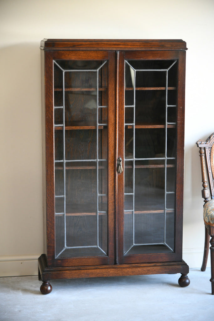 Early 20th Century Oak Lead Glazed Cabinet
