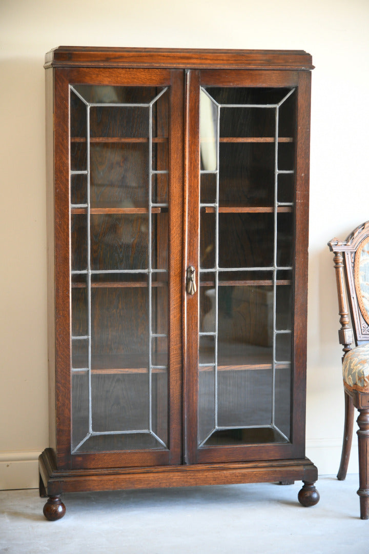 Early 20th Century Oak Lead Glazed Cabinet