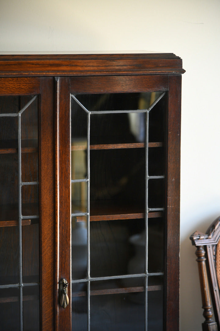 Early 20th Century Oak Lead Glazed Cabinet