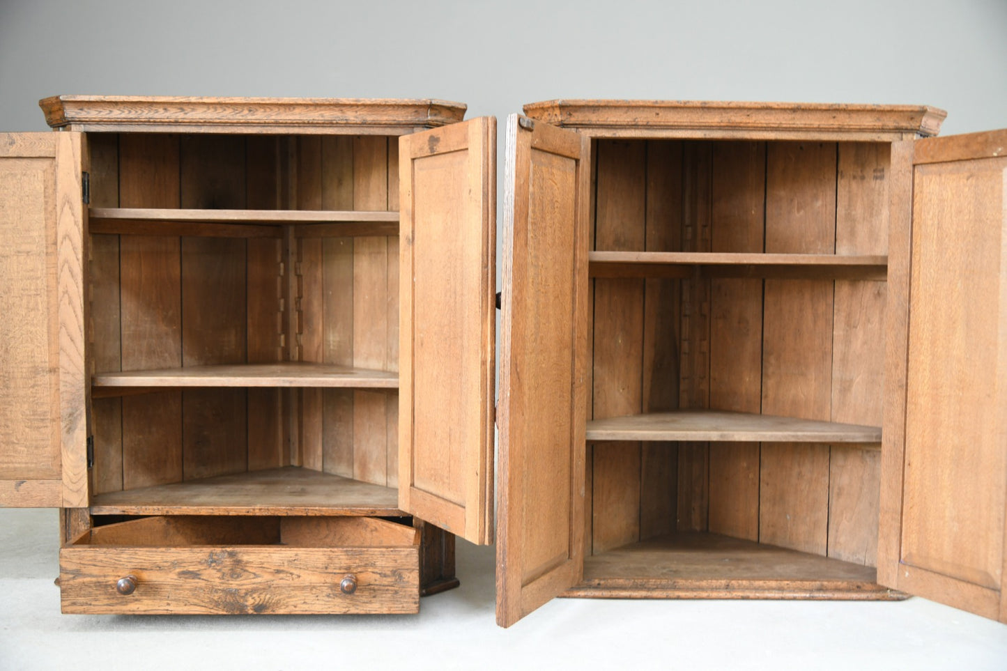 Pair Early 20th Century Oak Hanging Cupboards