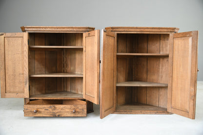 Pair Early 20th Century Oak Hanging Cupboards