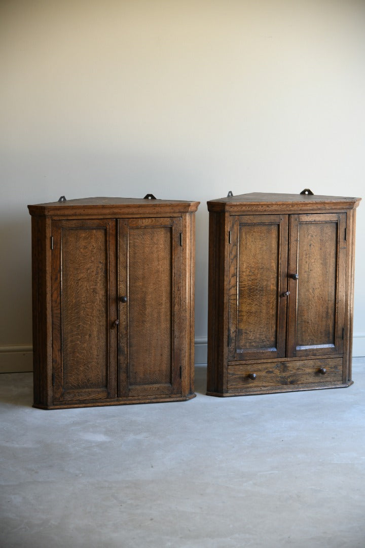 Pair Early 20th Century Oak Hanging Cupboards