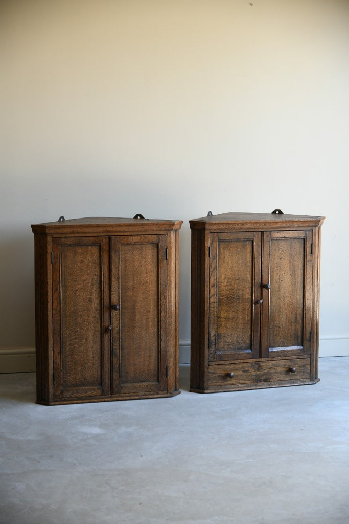Pair Early 20th Century Oak Hanging Cupboards