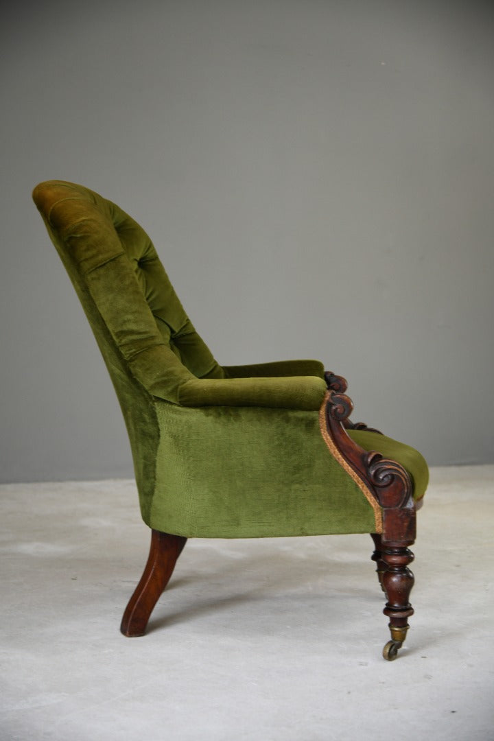 Antique Green Upholstered Armchair