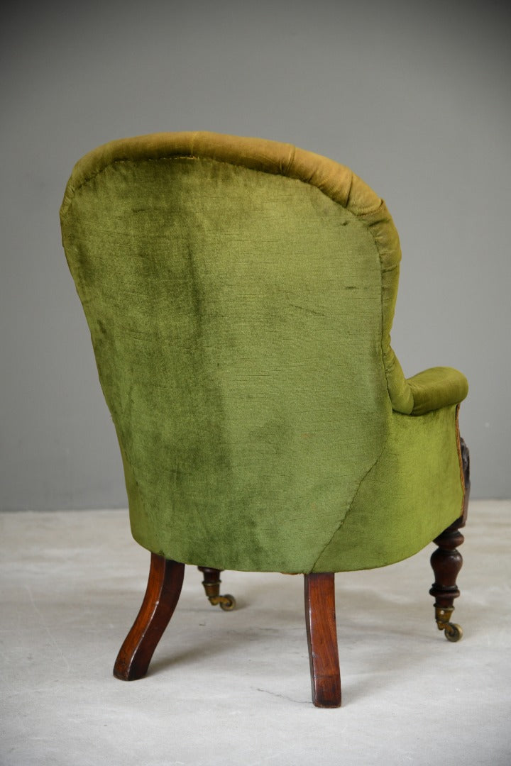 Antique Green Upholstered Armchair