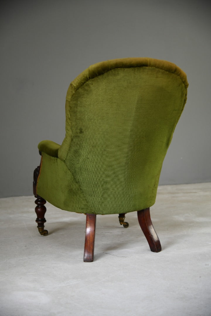 Antique Green Upholstered Armchair