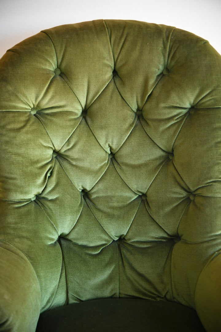 Antique Green Upholstered Armchair