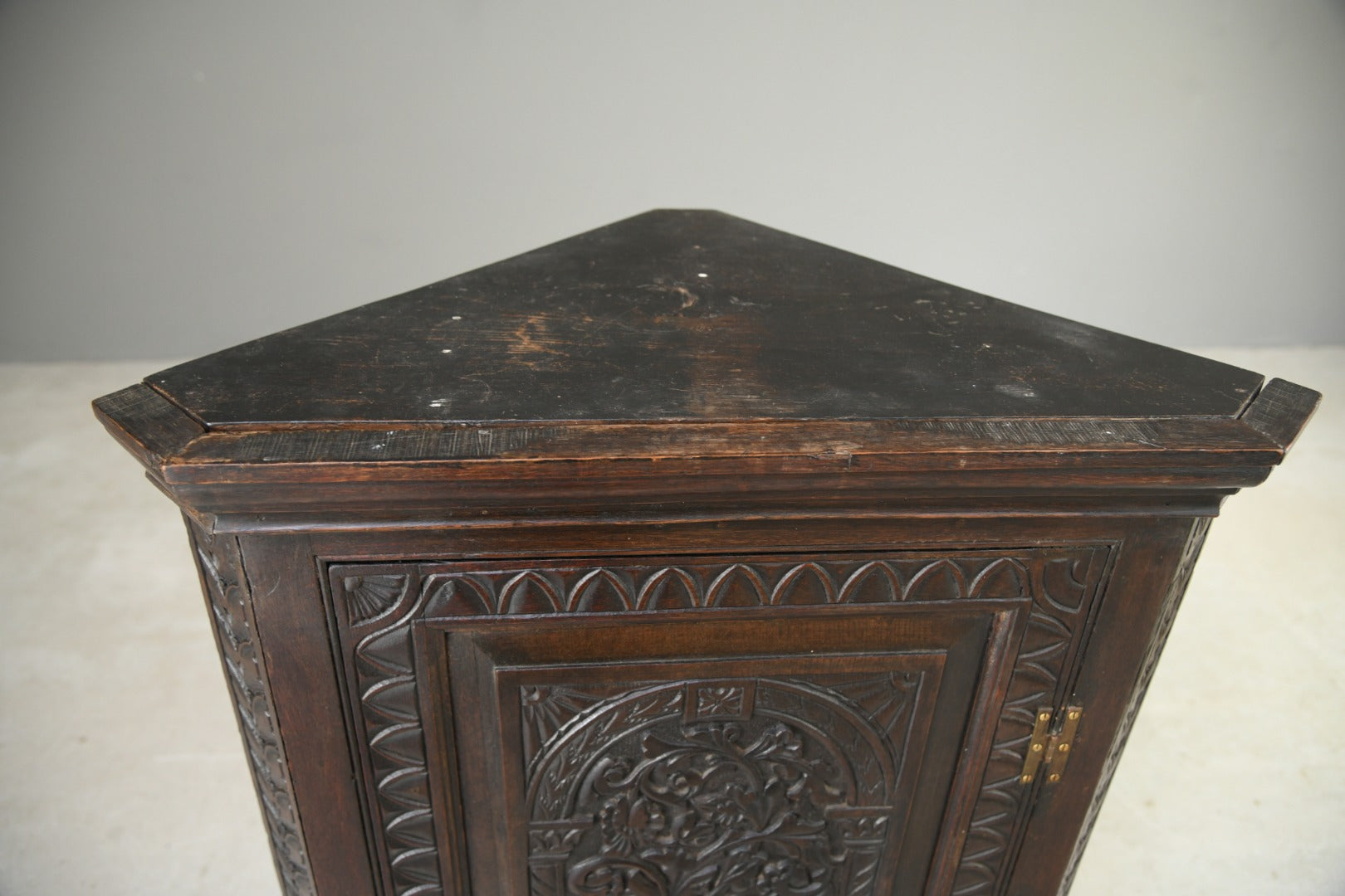 Georgian Carved Oak Corner Cupboard