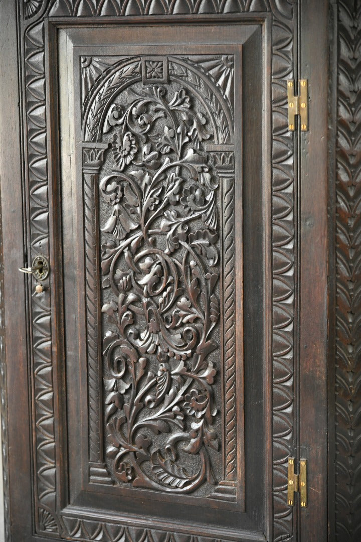 Georgian Carved Oak Corner Cupboard