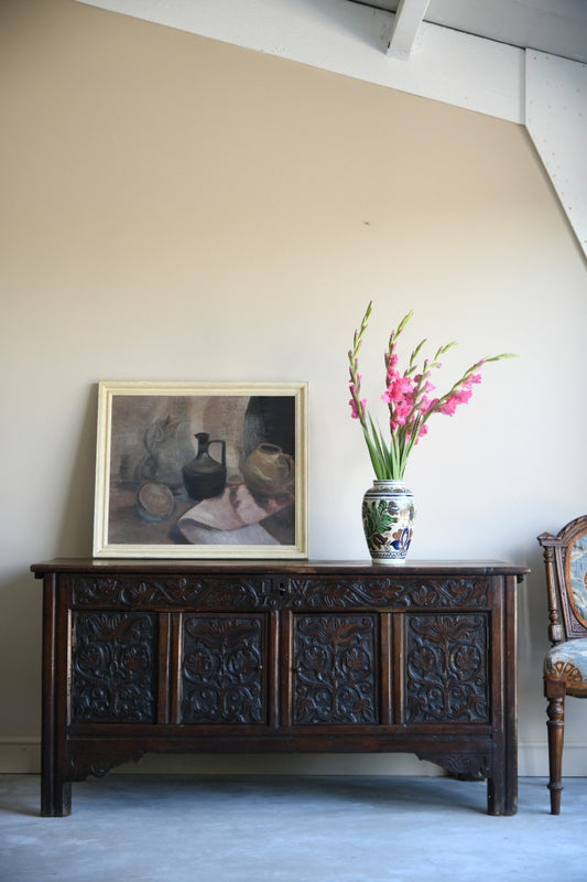 Converted Carved Oak Coffer