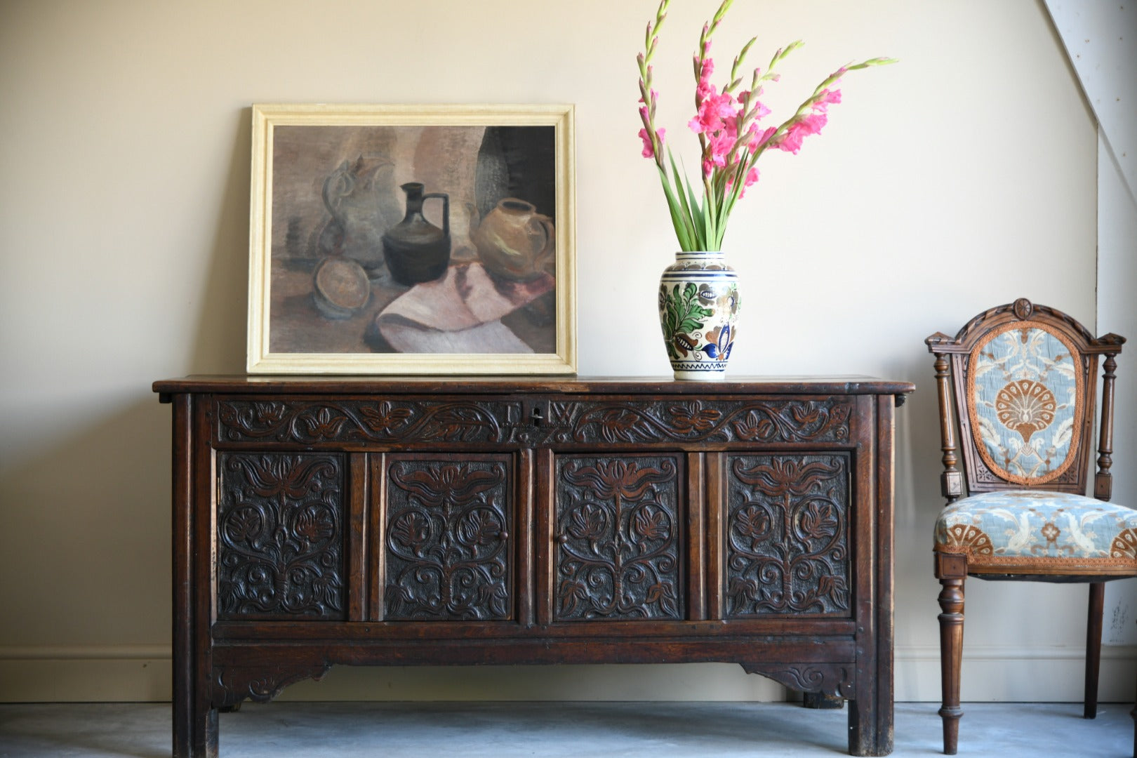 Converted Carved Oak Coffer