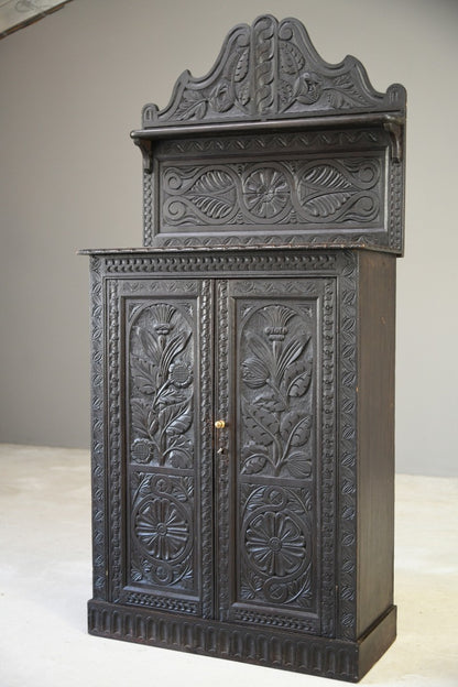 Antique Carved Oak Cupboard Chiffonier