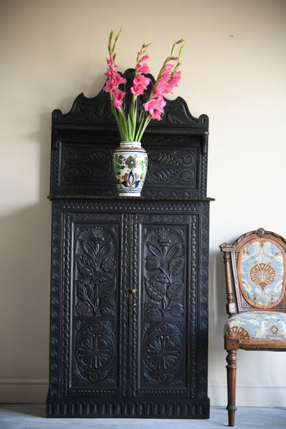 Antique Carved Oak Cupboard Chiffonier