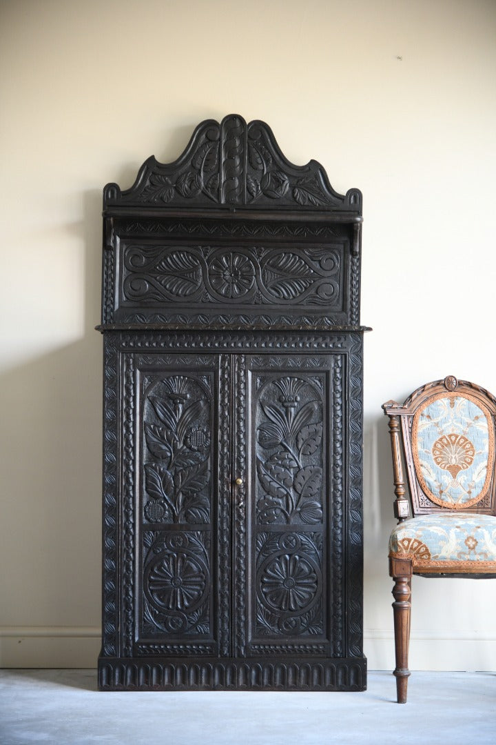 Antique Carved Oak Cupboard Chiffonier