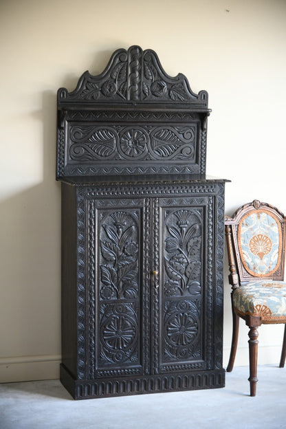 Antique Carved Oak Cupboard Chiffonier