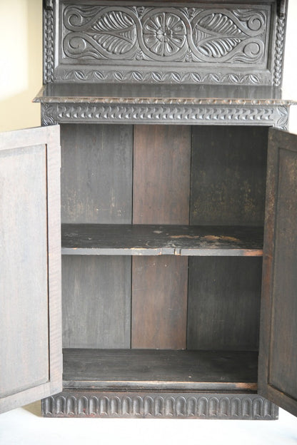 Antique Carved Oak Cupboard Chiffonier