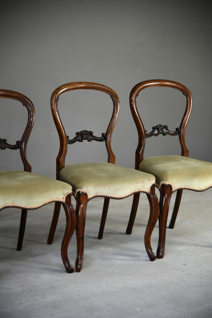 Set Six Victorian Balloon Back Chairs