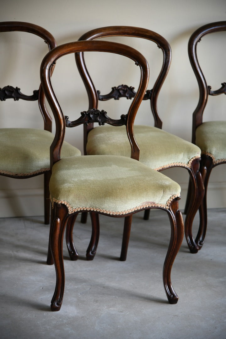 Set Six Victorian Balloon Back Chairs