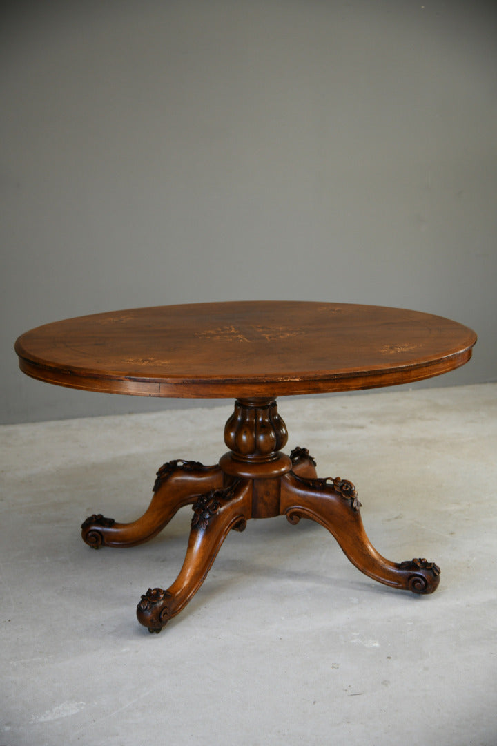 Victorian Oval Walnut Inlaid Table