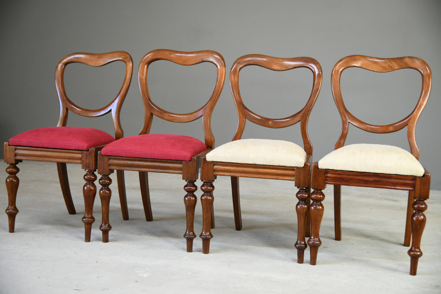 4 Victorian Balloon Back Dining Chairs