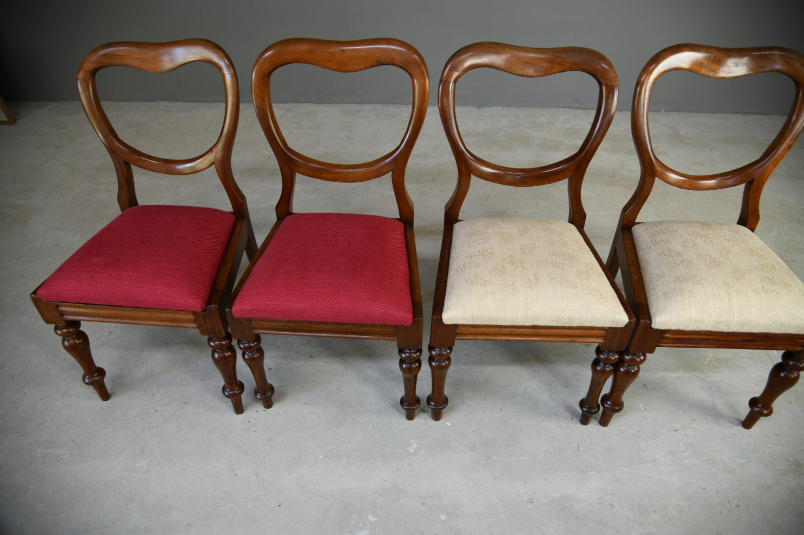 4 Victorian Balloon Back Dining Chairs