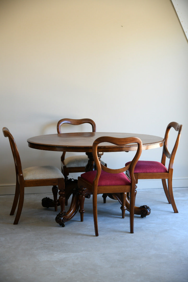 4 Victorian Balloon Back Dining Chairs