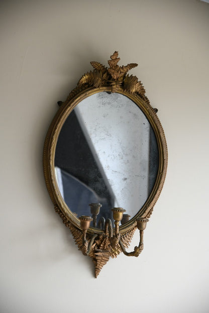 Antique Gilt Wood & Gesso Girandole Mirror