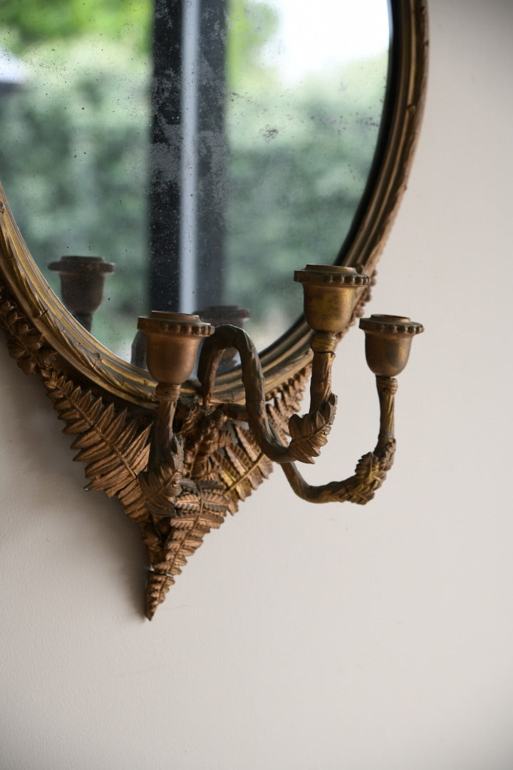 Antique Gilt Wood & Gesso Girandole Mirror