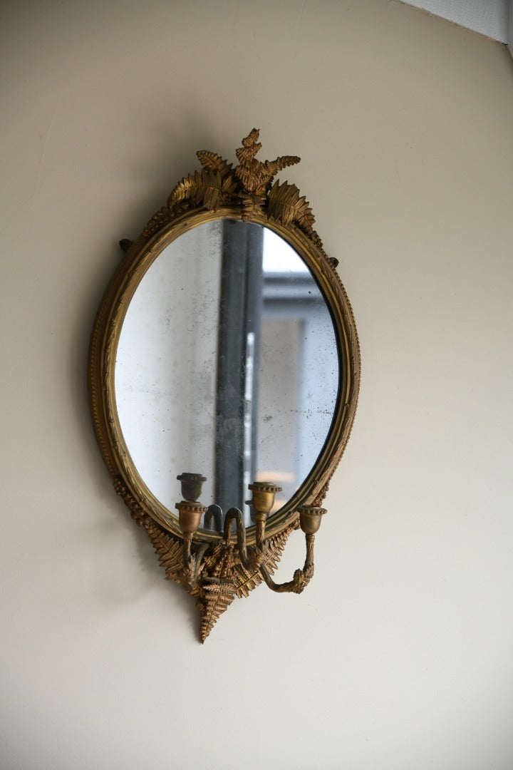 Antique Gilt Wood & Gesso Girandole Mirror