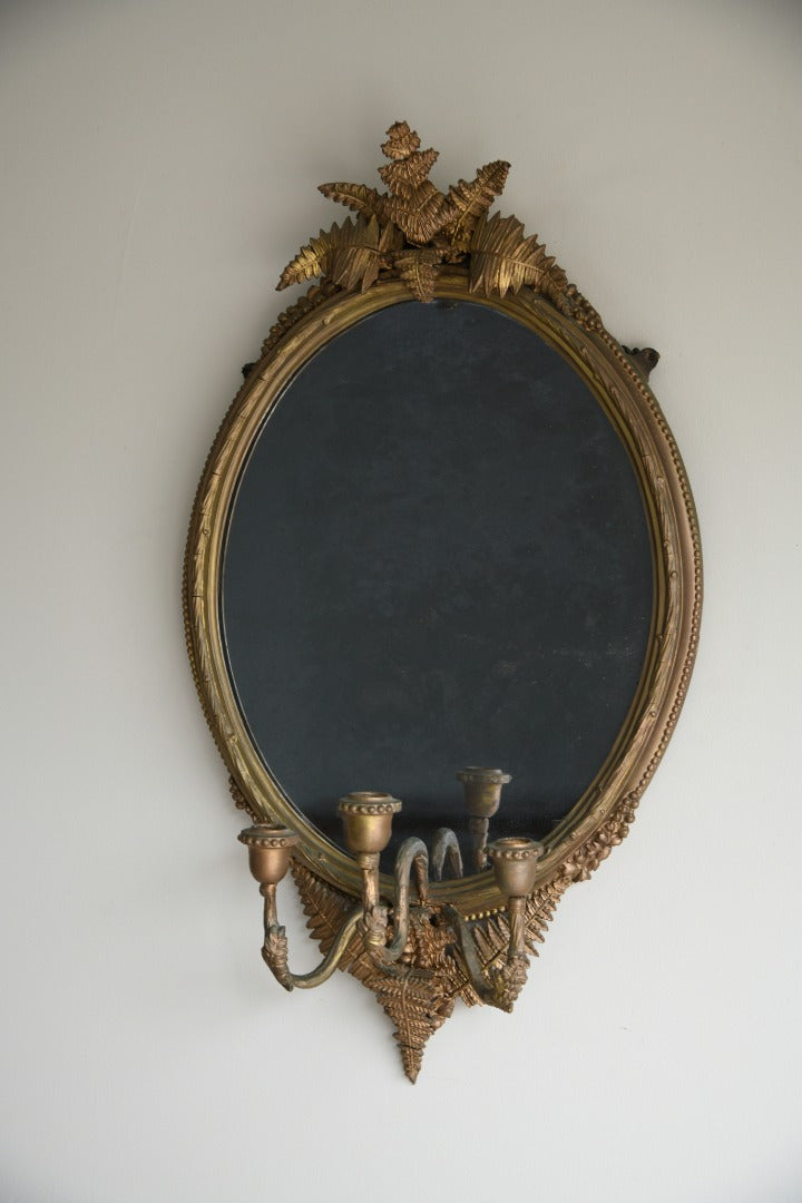 Antique Gilt Wood & Gesso Girandole Mirror