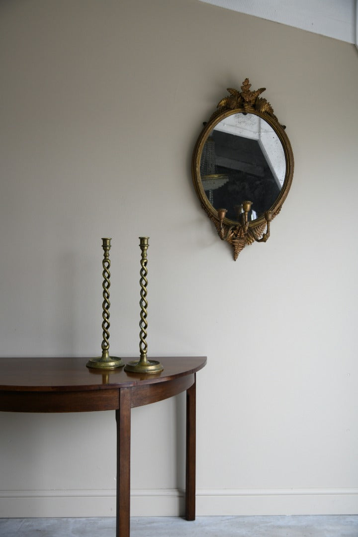 Pair Large Brass Open Barley Twist Candle Sticks