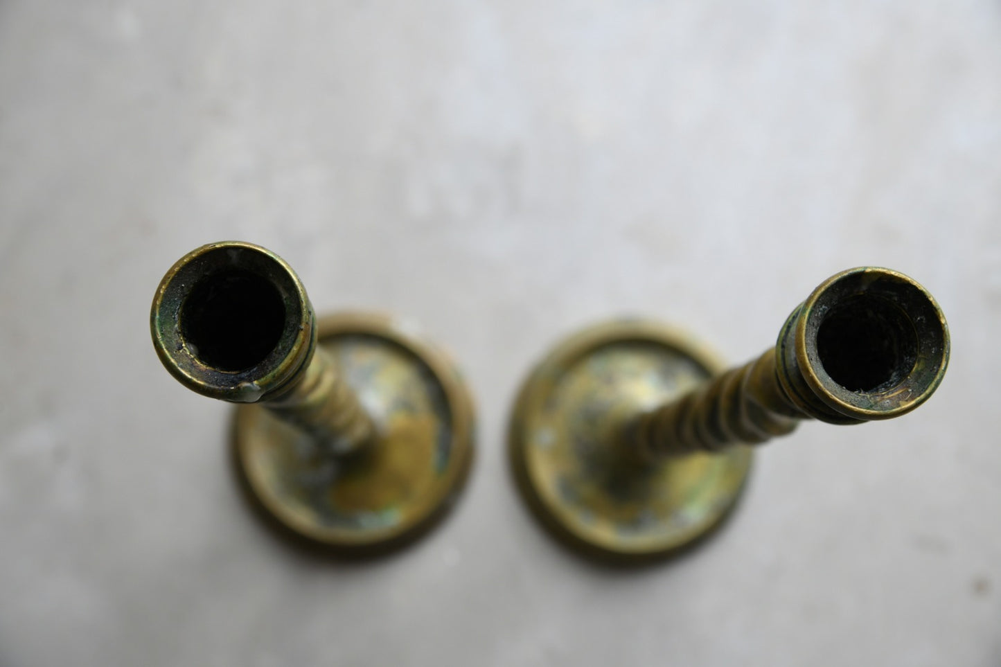 Pair Large Brass Open Barley Twist Candle Sticks