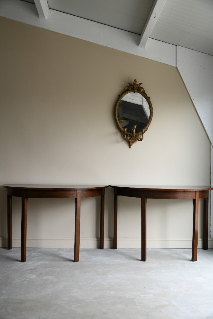 Pair Georgian Mahogany D End Tables