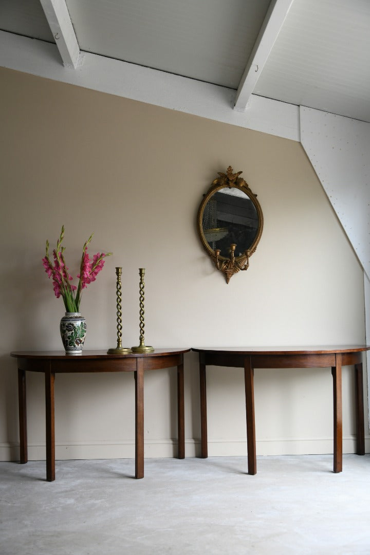 Pair Georgian Mahogany D End Tables