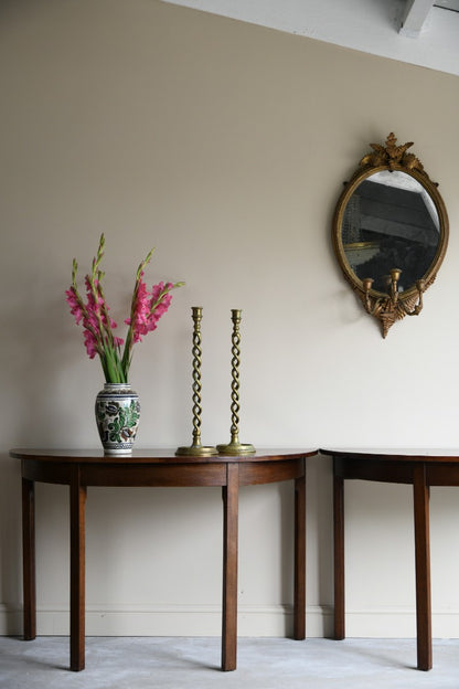 Pair Georgian Mahogany D End Tables