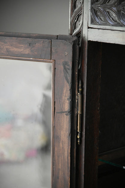 French Carved Oak Glazed Bookcase